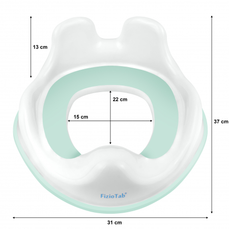Reductor WC Copii cu Manere FizioTab® – cu Agatatoare tip Carlig pentru Depozitare Usoara, Rabbit, Verde/Alb [4]