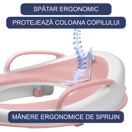 Reductor WC Copii cu Manere FizioTab® - cu Inelus pentru Depozitare Usoara si Carlig de Agatare, Roz [3]