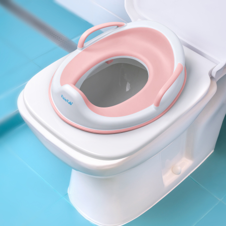 Reductor WC Copii cu Manere FizioTab® - cu Inelus pentru Depozitare Usoara si Carlig de Agatare, Roz [2]