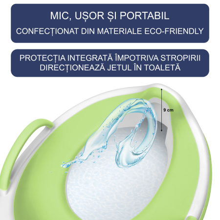 Reductor WC Copii cu Manere FizioTab® - cu Inelus pentru Depozitare Usoara si Carlig de Agatare, Verde [4]