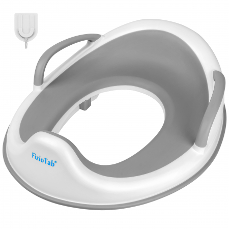 Reductoare wc - Reductor WC Copii cu Manere FizioTab® - cu Inelus pentru Depozitare Usoara si Carlig de Agatare, Gri