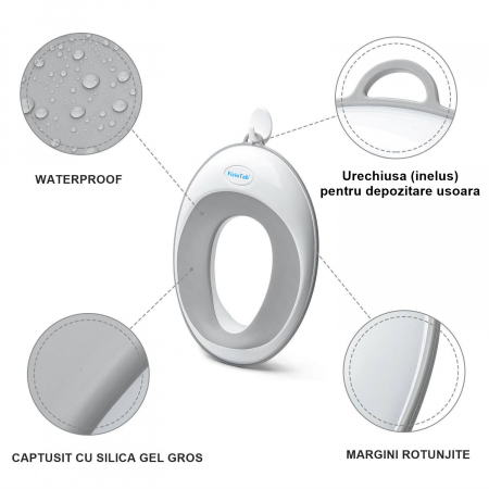 Reductor WC Copii, FizioTab®, Alb/Gri [4]