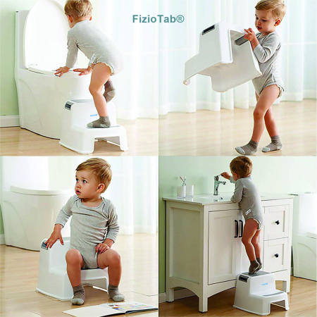 Scaunel Copii Inaltator WC in Doua Trepte FizioTab®, Taburet Copii Utilizare in Baie, Toaleta, Chiuveta sau in Bucatarie - Scaun Tip Scara cu Suprafata Antialunecare pentru Confort si Siguranta, Multi [8]