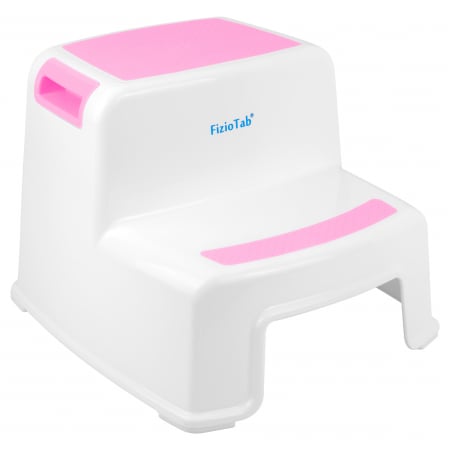 Scaunel Copii Inaltator WC in Doua Trepte FizioTab®, Taburet Copii Utilizare in Baie, Toaleta, Chiuveta sau in Bucatarie - Scaun Tip Scara cu Suprafata Antialunecare pentru Confort si Siguranta, Multi