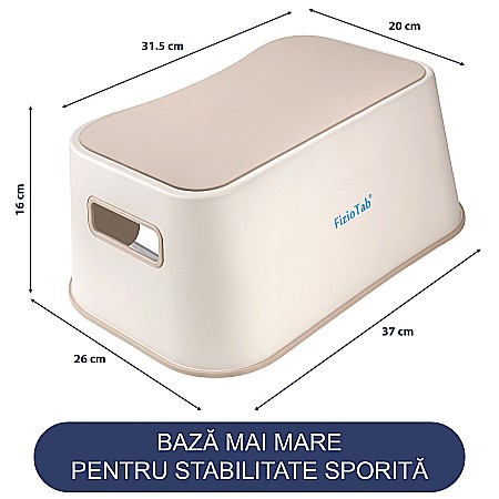 Scaunel Inaltator FizioTab® cu Suprafata Antialunecare si Manere, tip Taburet, Utilizare la Chiuveta, Baie sau in Bucatarie, Bej [3]