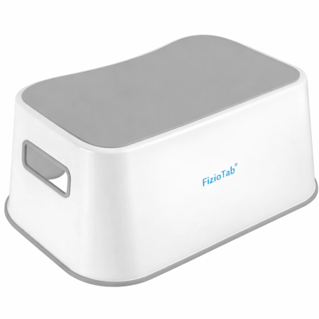 Scaunele inaltatoare - Scaunel Inaltator FizioTab® cu Suprafata Antialunecare si Manere, tip Taburet, Utilizare la Chiuveta, Baie sau in Bucatarie, Gri
