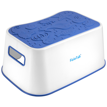 Scaunel Inaltator FizioTab® OCEAN, Suprafata Antialunecare si Manere, tip Taburet, Utilizare la Chiuveta, Baie sau in Bucatarie, Albastru