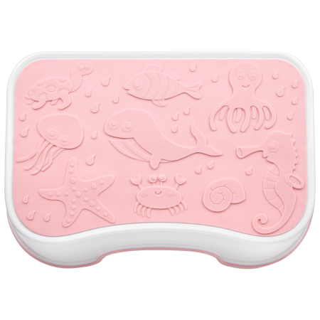 Scaunel Inaltator FizioTab® Ocean cu Suprafata Antialunecare si Manere, tip Taburet, Utilizare la Chiuveta, Baie sau in Bucatarie, Roz [3]