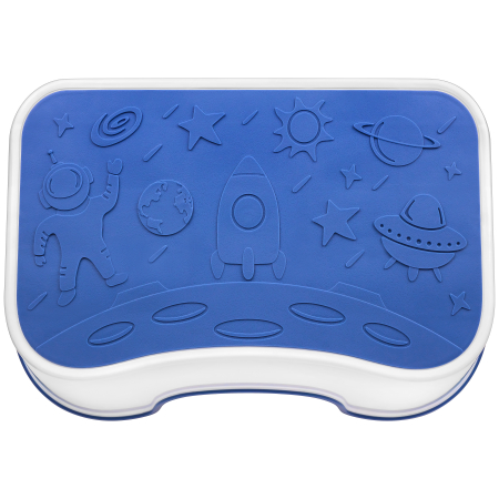 Scaunel Inaltator FizioTab® Space cu Suprafata Antialunecare si Manere, tip Taburet, Utilizare la Chiuveta, Baie sau in Bucatarie, Albastru Cosmic [3]