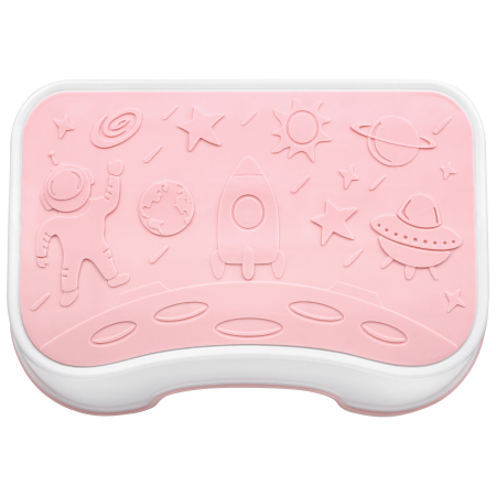 Scaunel Inaltator FizioTab® Space cu Suprafata Antialunecare si Manere, tip Taburet, Utilizare la Chiuveta, Baie sau in Bucatarie, Roz [3]