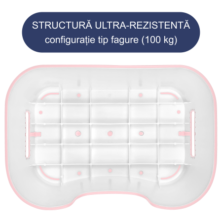 Scaunel Inaltator FizioTab® Space cu Suprafata Antialunecare si Manere, tip Taburet, Utilizare la Chiuveta, Baie sau in Bucatarie, Roz [5]