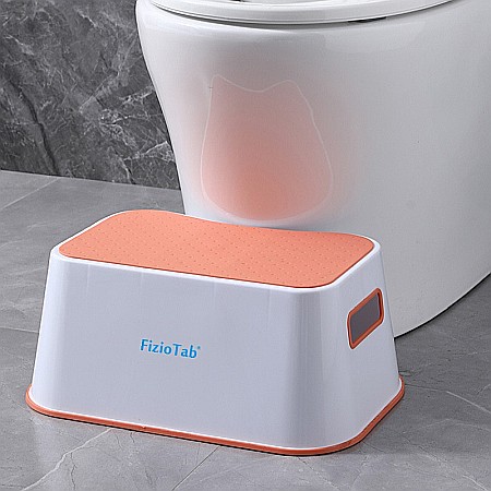 Scaunel Inaltator FizioTab® Suprafata Antialunecare si Manere, tip Taburet, Utilizare la Chiuveta, Baie sau in Bucatarie, Portocaliu [1]