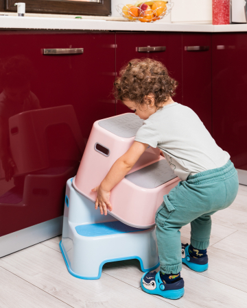 Scaunel Inaltator WC in Doua Trepte FizioTab®, cu Suprafata Antialunecare cu Cifre si Litere, Multifunctional, Roz [6]