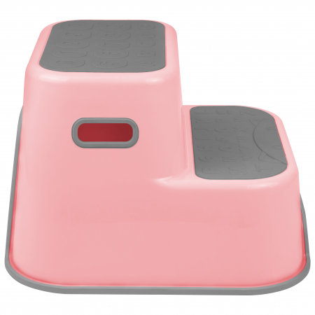 Scaunel Inaltator WC in Doua Trepte FizioTab®, cu Suprafata Antialunecare cu Cifre si Litere, Multifunctional, Roz/Gri [3]