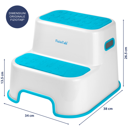 Scaunel Inaltator WC in Doua Trepte FizioTab®, Suprafata Antialunecare cu Cifre si Litere, Multifunctional, Albastru Turcoaz [3]