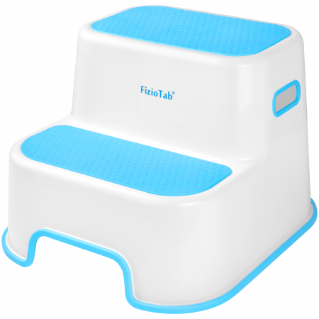 Scaunel Inaltator WC in Doua Trepte FizioTab®, Suprafata Antialunecare, Taburet Inaltator Chiuveta Copii, Albastru