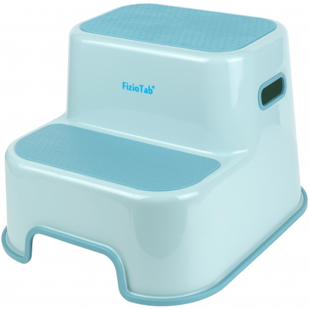 Scaunele inaltatoare - Scaunel Inaltator WC in Doua Trepte FizioTab®, Suprafata Antialunecare, Taburet Inaltator Chiuveta Copii, Light Blue