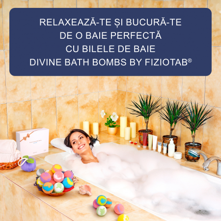 Set 12 Bile de Baie Efervescente cu Arome si Culori Diferite, FizioTab® Divine Bath Bombs, Bombe de Baie pentru Adulti si Copii cu Uleiuri Esentiale [6]