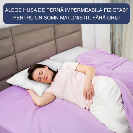 Set 2x Husa de Perna Impermeabila FizioTab®, 50x70 cm, Moale, Respirabila si Rezistenta, din Bambus/Poliester, Inchidere cu Fermoar, Alb [3]