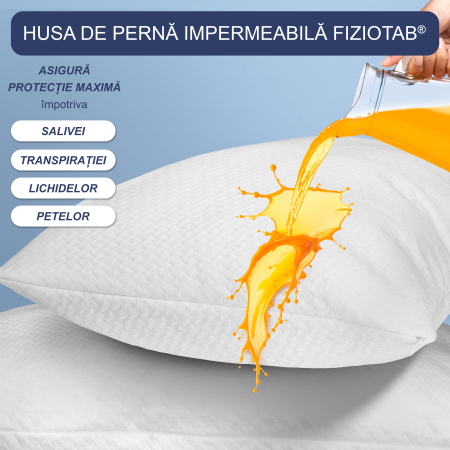 Set 2x Husa de Perna Impermeabila FizioTab®, 50x70 cm, Moale, Respirabila si Rezistenta, din Bambus/Poliester, Inchidere cu Fermoar, Alb [1]