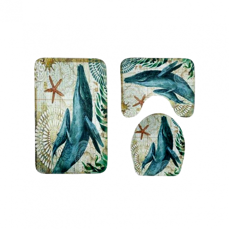 Set 3 Bucati Covorase Baie FizioTab, Antiderapante, Model Balena [0]