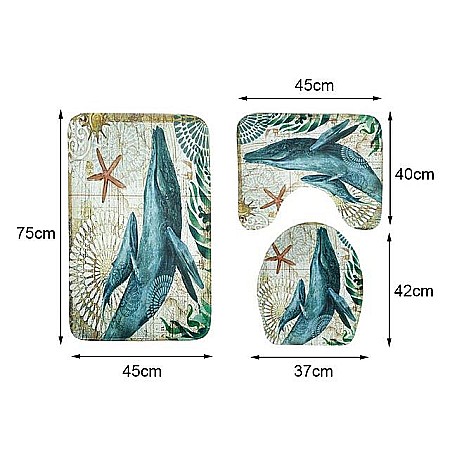 Set 3 Bucati Covorase Baie FizioTab, Antiderapante, Model Balena [6]