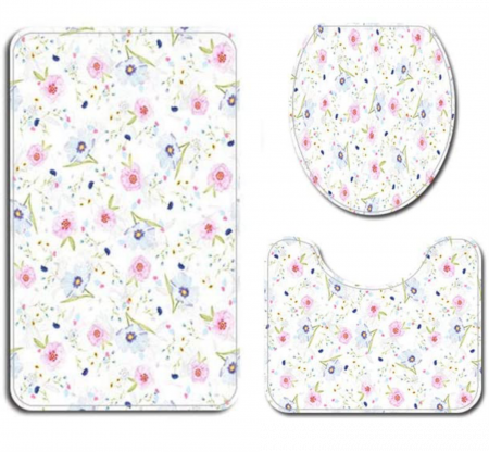 Set 3 Bucati Covorase Baie FizioTab, Antiderapante, Model Floricele