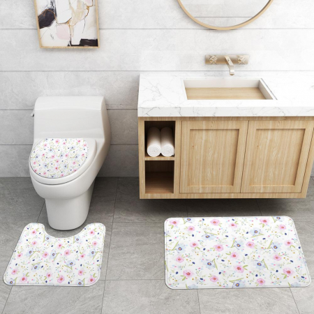 Set 3 Bucati Covorase Baie FizioTab, Antiderapante, Model Floricele [1]