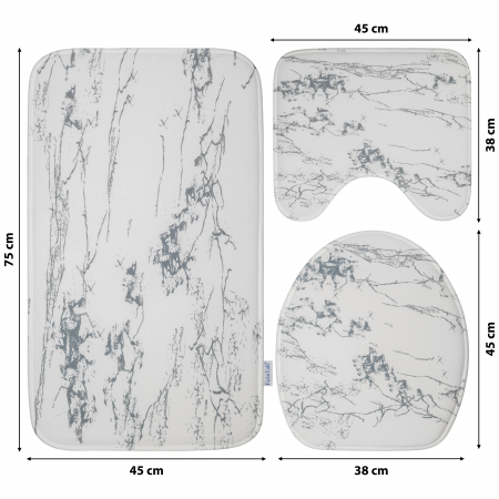 Set 3 Covorase Baie FizioTab®, Antiderapante, Alb Gri [3]