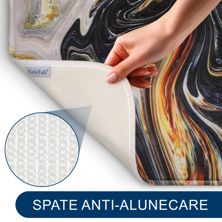 Set 3 Covorase Baie FizioTab®, Antiderapante, Model Abstract Negru Auriu [2]