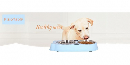 Set Castron Hranire FizioTab® Panda cu 2 Boluri de Inox si 2 Pungi Igienice, pentru Pisici si Caini de Talie Mica, Albastru [7]