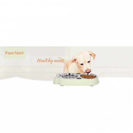 Set Castron Hranire FizioTab® Panda cu 2 Boluri de Inox si 2 Pungi Igienice, pentru Pisici si Caini de Talie Mica, Verde [6]