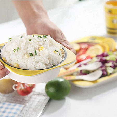 Set de masa si tacamuri pentru copii din fibra de bambus, farfurie 2 compartimente, FizioTab Kids, Albinuta [4]