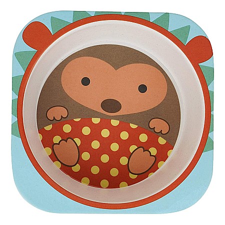 Set de masa si tacamuri pentru copii din fibra de bambus, farfurie 2 compartimente, FizioTab Kids, Arici [4]