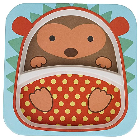 Set de masa si tacamuri pentru copii din fibra de bambus, farfurie 2 compartimente, FizioTab Kids, Arici [5]