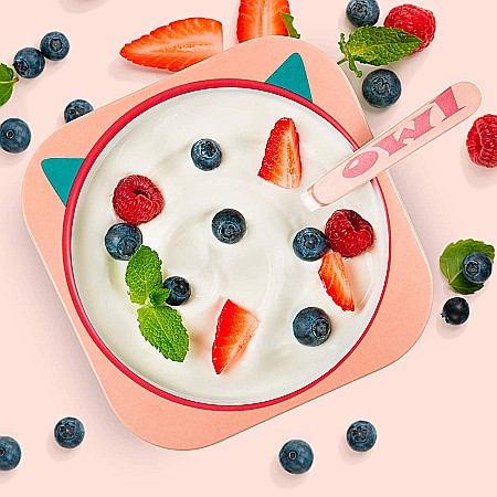 Set de masa si tacamuri pentru copii din fibra de bambus, farfurie 2 compartimente, FizioTab Kids BBOwl [8]