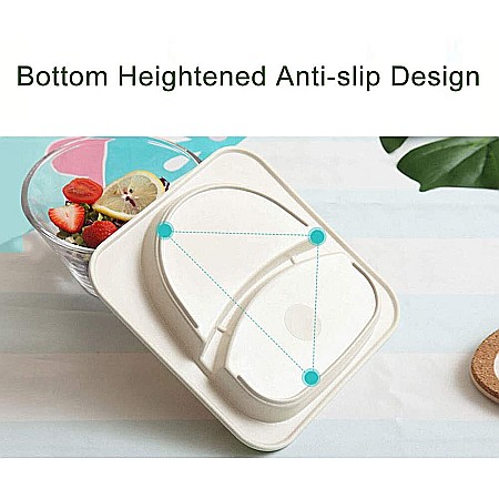 Set de masa si tacamuri pentru copii din fibra de bambus, farfurie 2 compartimente, FizioTab Kids, Arici [3]