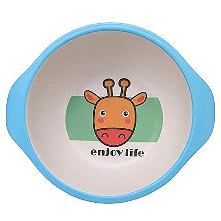 Set de masa si tacamuri pentru copii din fibra de bambus, farfurie 4 compartimente, FizioTab Kids, Girafa [3]