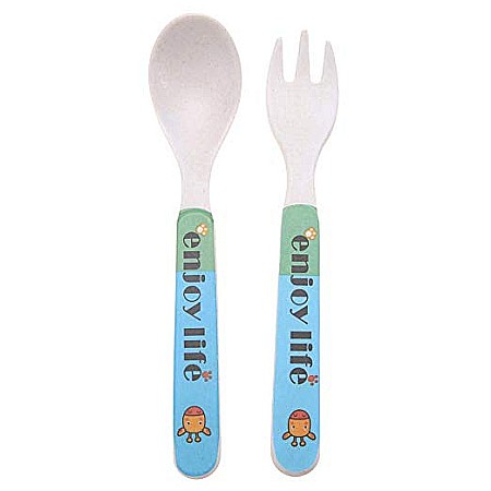 Set de masa si tacamuri pentru copii din fibra de bambus, farfurie 4 compartimente, FizioTab Kids, Girafa [5]