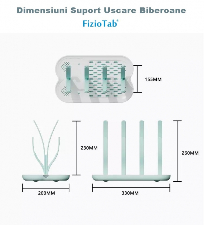 Suport FizioTab® pentru Uscarea Biberoanelor si Tetinelor, Verde/Alb [1]