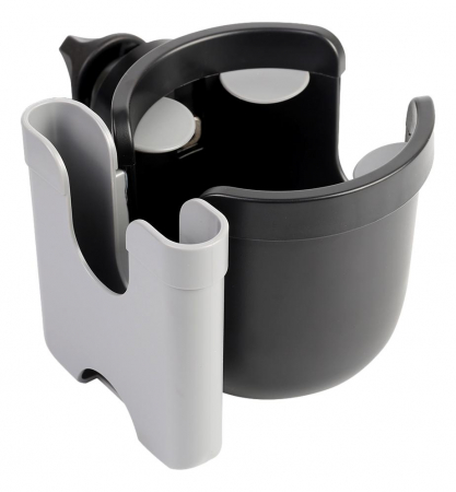 Suporti pahar carucior - Suport Pahar Universal FizioTab® pentru Biberon, Telefon pentru Carucior, Bicicleta, 2 in 1, Prindere 360°, Rezistent si Stabil, Negru cu Gri