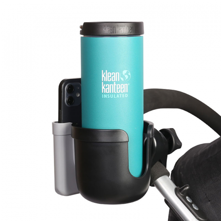 Suport Pahar Universal FizioTab® pentru Biberon, Telefon pentru Carucior, Bicicleta, 2 in 1, Prindere 360°, Rezistent si Stabil, Negru cu Gri [8]