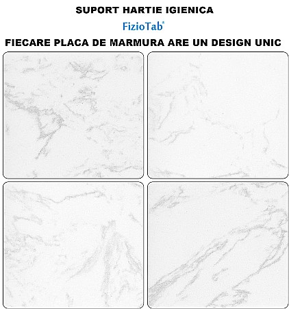 Suport Rola Hartie Igienica FizioTab® din Metal cu Raft din Marmura pentru Depozitare Telefon, Servetele sau alte Accesorii, Alb/Auriu [2]