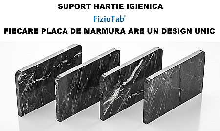Suport Rola Hartie Igienica FizioTab® din Metal cu Raft din Marmura pentru Depozitare Telefon, Servetele sau alte Accesorii, Negru/Gri [3]