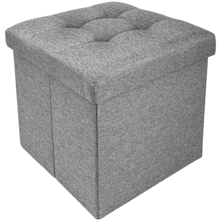 Tabureti living - Taburet Pliabil cu Spatiu de Depozitare FizioTab®, Tip Cutie, Otoman, Culoare Gri, Textil 38X38X38 cm