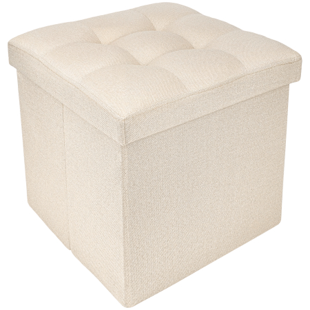Tabureti living - Taburet Pliabil cu Spatiu de Depozitare FizioTab®, Tip Cutie, Otoman, Textil, Cub 38X38X38 cm, Bej