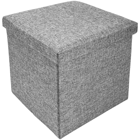 Tabureti living - aburet Pliabil Textil cu Spatiu de Depozitare FizioTab®, Tip Cutie, Otoman, Culoare Gri, Cub 37X37X37 cm