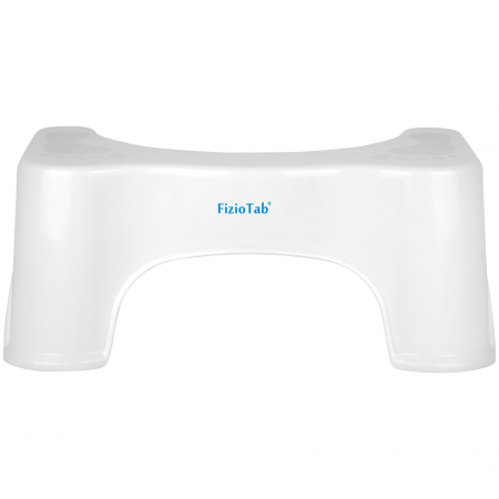 Taburet WC FizioTab® Mic, Solutia Naturala Impotriva Constipatiei Si Hemoroizilor, Scaun Suport Picioare WC, Scaunel Inaltator WC Pentru Pozitia Ghemuit Corecta Pe Toaleta, 1 buc, Alb, Inaltime 17 cm