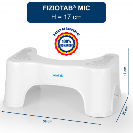 Taburet WC FizioTab® Mic, Solutia Naturala Impotriva Constipatiei Si Hemoroizilor, Scaun Suport Picioare WC, Scaunel Inaltator WC Pentru Pozitia Ghemuit Corecta Pe Toaleta, 1 buc, Alb, Inaltime 17 cm [3]