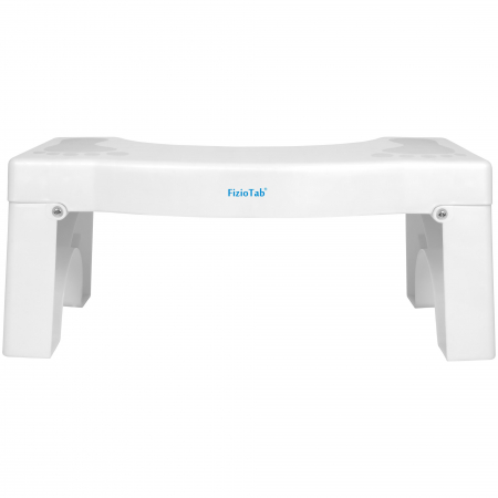 Taburet Pliabil WC FizioTab®, Impotriva Constipatiei si Hemoroizilor, Suport Picioare Pentru Pozitia Ghemuit Pe WC, Adulti si Copii, Plastic Rezistent, Alb, Inaltime 17 cm